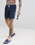 Original Penguin All Over Logo Swim Shorts Slim Fit In Navy - Navy
