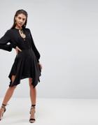 Finders Keepers Huntr Waterfall Hem Dress - Black