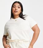 Asos Design Curve Ultimate T-shirt With Crew Neck In Cotton Blend In Buttercream - Cream-white