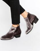 Hudson London Apisi Gray Velvet Heeled Ankle Boots - Gray
