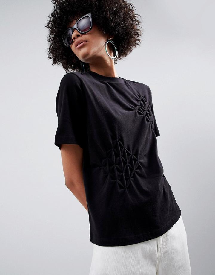 Asos White T-shirt With Origami Pleats - Gray