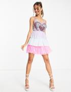 Maya Embellished Heart Mini Prom Dress In Multicolor