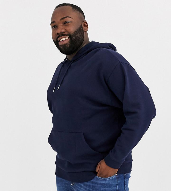 Asos Design Plus Oversized Hoodie In Navy