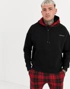 Good For Nothing Oversized Hoodie In Black With Contrast Plaid Hood