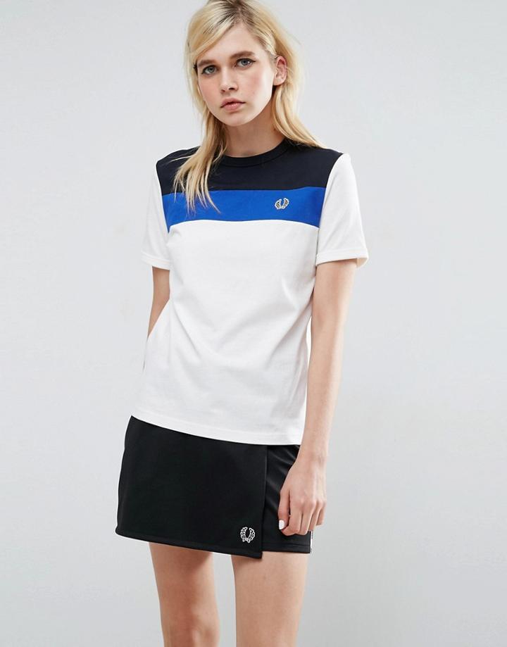 Fred Perry Archive Color Block T Shirt - White
