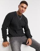 Selected Homme Cable Sweater In Gray-grey