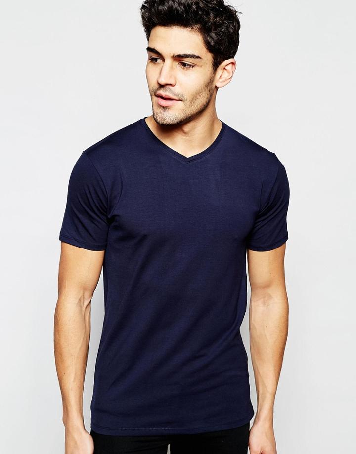 Selected Homme V-neck T-shirt - Navy