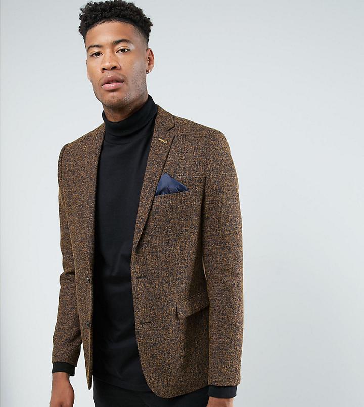 Harry Brown Tall Rust Fleck Slim Fit Jacket - Navy