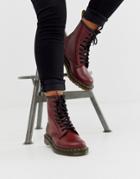 Dr Martens 1460 8 Eye Leather Boots In Cherry-red