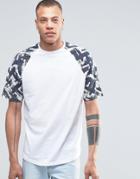 Antioch Raglan Sleeve T-shirt In Brush Print - White