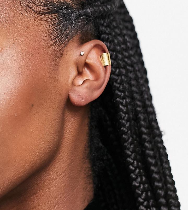 People Tree Handmade Hammered Ear Cuff In Gold Brass