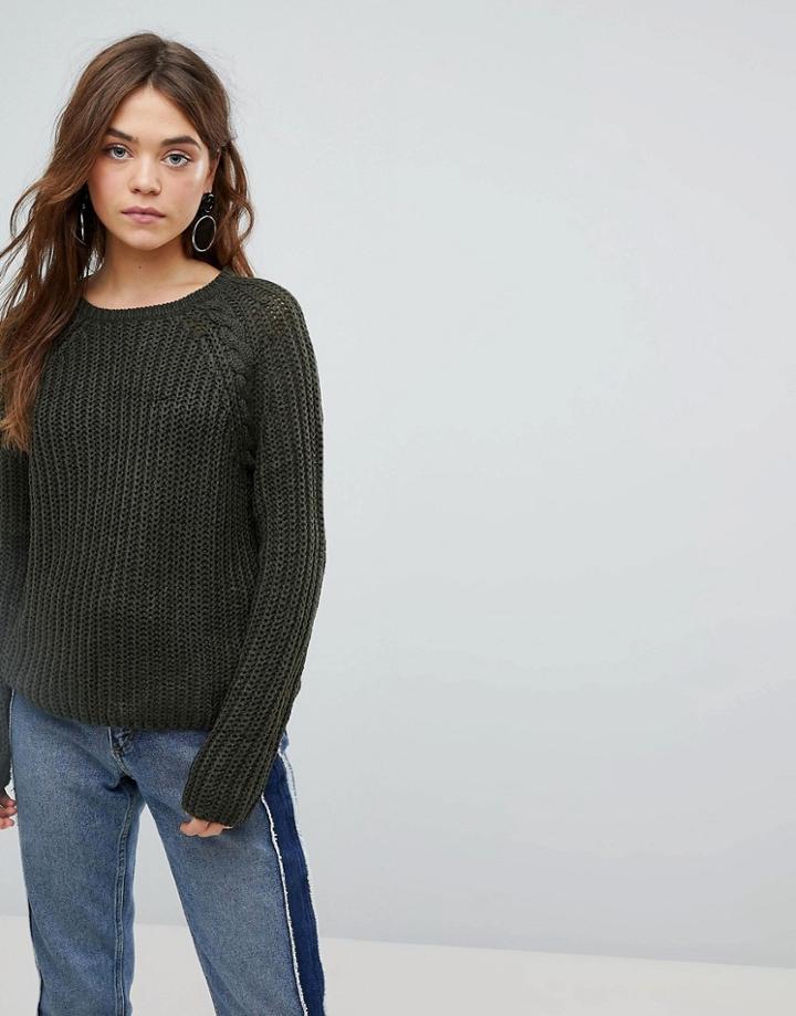 Only Cable Detail Knit Sweater - Gray