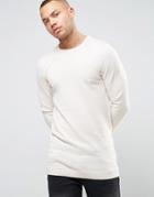 Asos Longline Muscle Fit Sweater In Oatmeal - Beige