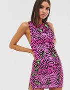 Club L London Two Tone Sequin Mini Dress In Contrast Zebra Multi - Multi