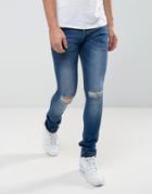 Loyalty And Faith Manchester Skinny Jean With Unrolled Hem In Mid Wash - Blue
