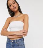 Asos Design Tall Crop Bandeau Top In White