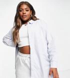Cotton: On Curve Preppy Shirt In Blue-blues