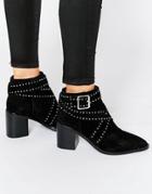 Senso Haig Ii Black Suede Studded Ankle Boots - Ebony