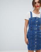 Mango Denim Button Through Dress In Blue - Blue