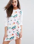Missguided Embroidered Floral Sweater Dress - White
