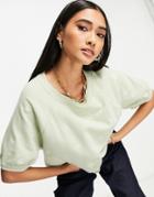 Madewell Short Sleeve Embroidered Daisy Sweatshirt In Green