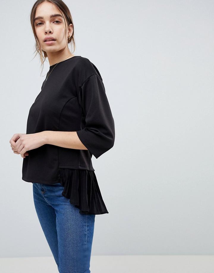 B.young Pleat Back Boxy Sweatshirt-black