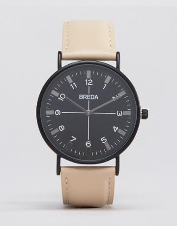 Breda Belmont Beige Leather Watch With Black Dial - Beige