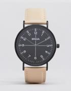 Breda Belmont Beige Leather Watch With Black Dial - Beige
