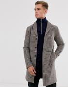 Selected Homme Recycled Wool Check Overcoat-beige