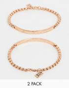 Icon Brand Rose Gold Beaded Bracelets In 2 Pack - Gold