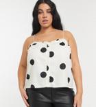 In The Style Plus X Lorna Luxe Button Detail Cami Top In Polka Dot-multi