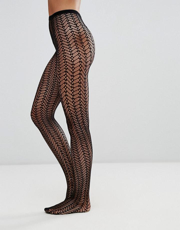 Emillio Cavallini Large Chevron Tights - Black