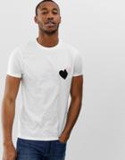 Asos Design Valentines T-shirt With Heart Chest Print - White