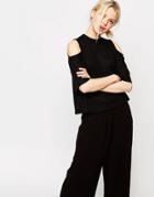 Monki Cold Shoulder Swing Top - Black