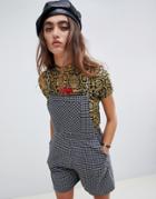 The Ragged Priest Romper In Check With Chain Detail - Black