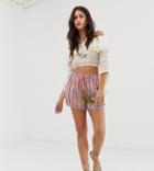 Aratta Relaxed Stripe Shorts With Contrast Tassle Two-piece - Pink