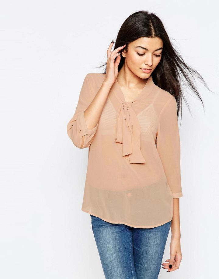 Vero Moda Shirt With Tie Front - Mahogany Rose