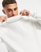 Jack & Jones Essentials Mock Neck Sweater In White