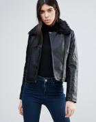 Brave Soul Pu Biker Jacket - Black