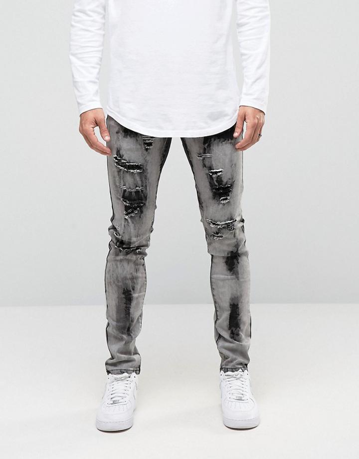 Dirty Denim Bleach Slasher Jean - Black