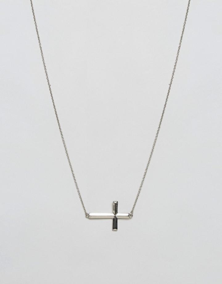 Asos Necklace With Cross Pendant In Silver - Silver