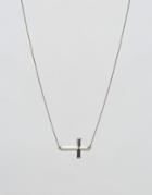 Asos Necklace With Cross Pendant In Silver - Silver