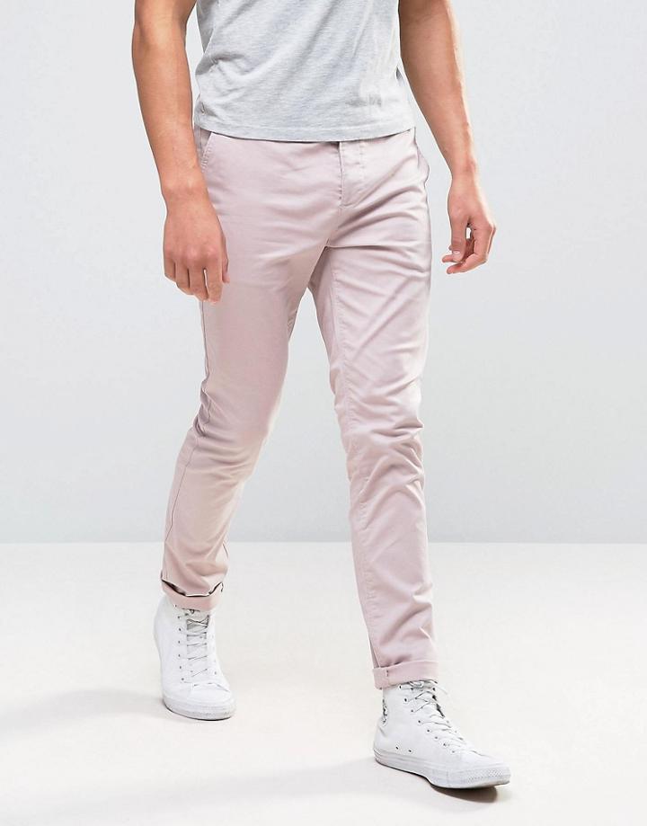 Asos Skinny Chinos In Pink - Pink