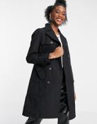 New Look Classic Trench Coat In Black