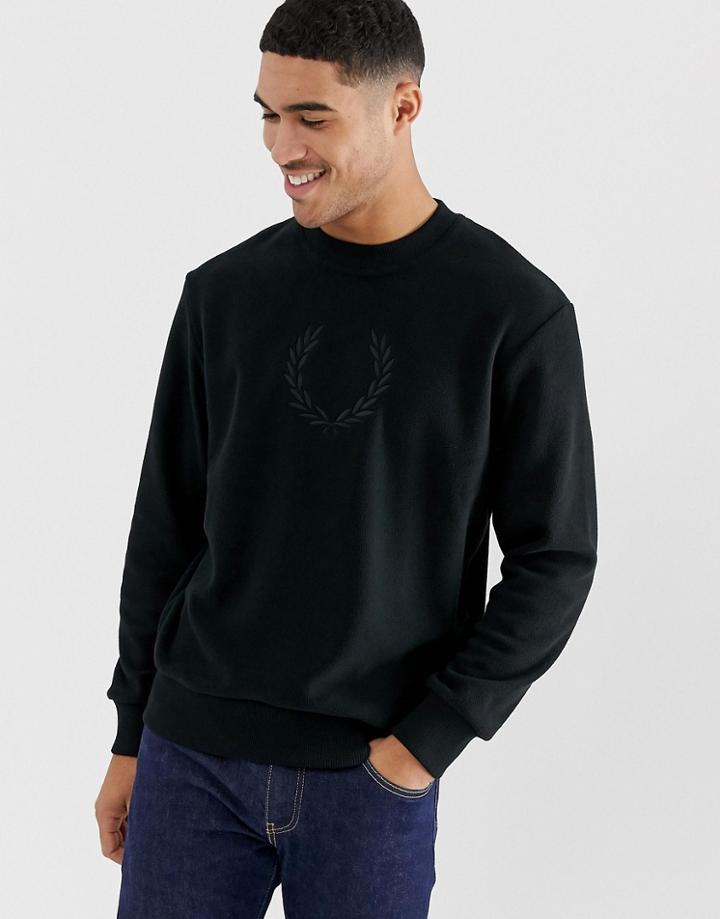 Fred Perry Embroidered Fleece Sweatshirt In Black - Black