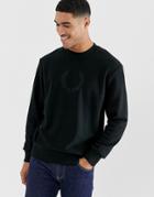 Fred Perry Embroidered Fleece Sweatshirt In Black - Black