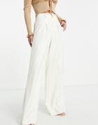 Missyempire High Waisted Wide Leg Pant In Cream - Part Of A Set-white