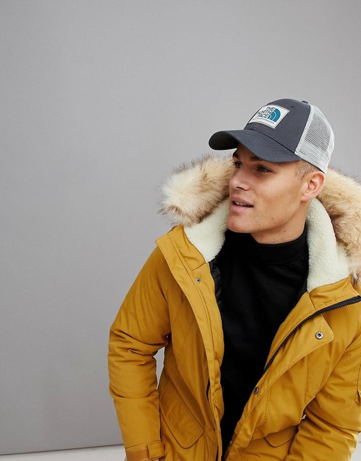 The North Face Mudder Trucker Cap In Gray/blue Coral - Gray