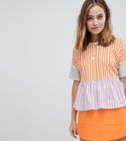 Noisy May Petite Pop Stripe Peplum Top - Multi