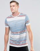 Asos T-shirt With Geo-tribal Print In Textured Fabric - Gray Marl
